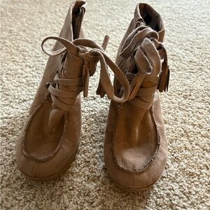 Maurices Light Brown Suede Ankle Booties
